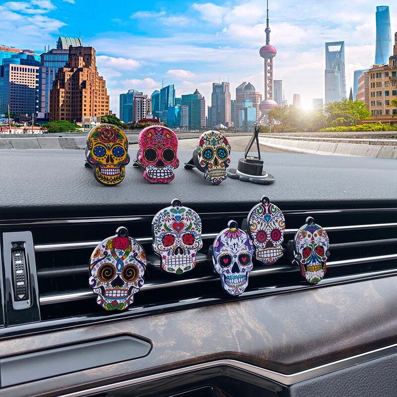 Car Air Freshener Clip - Skull Design - 3x4cm - Acrylic Acid & Iron Alloy - LuckyAroma