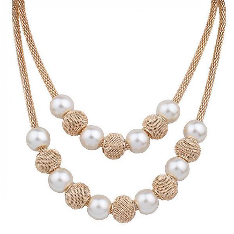 Collar de perlas grandes para mujer, collares multicapa y colgantes, joyería con abalorios, collares, Gargantilla de mujer