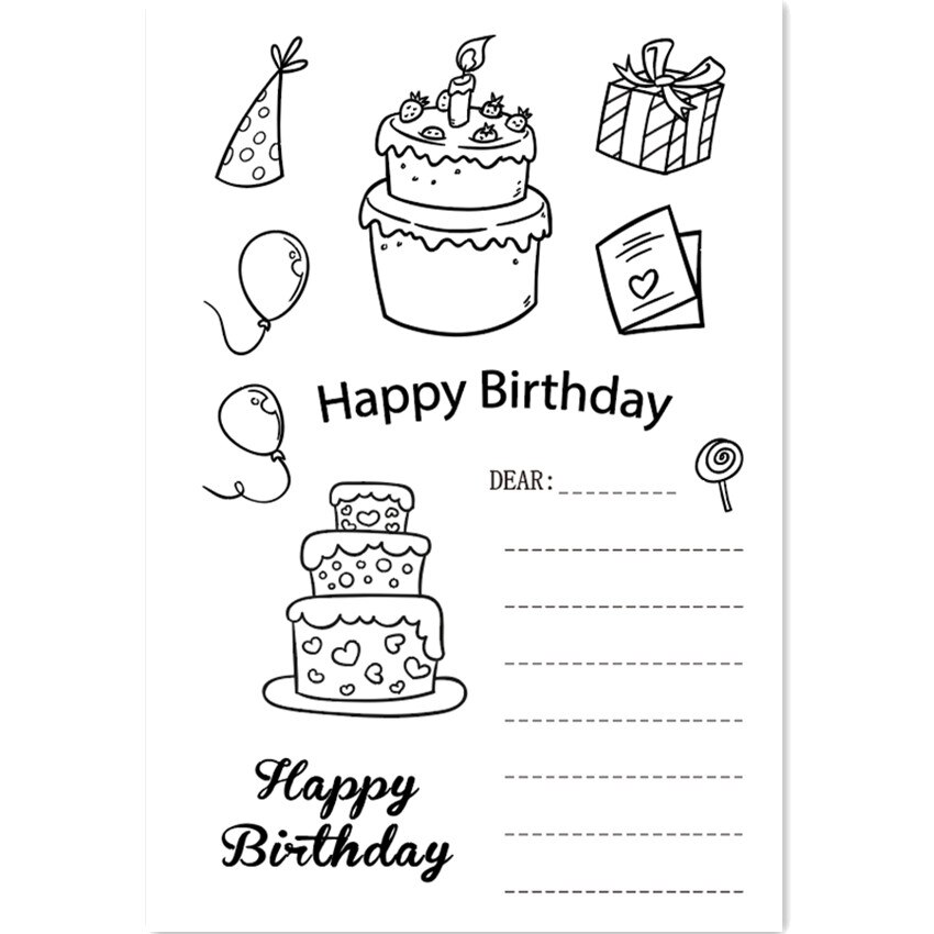 11x16CM noir arbre transparent joint clair timbres silicone joint rouleau timbres album à faire soi-même album/carte production pâques: Birthday wishes
