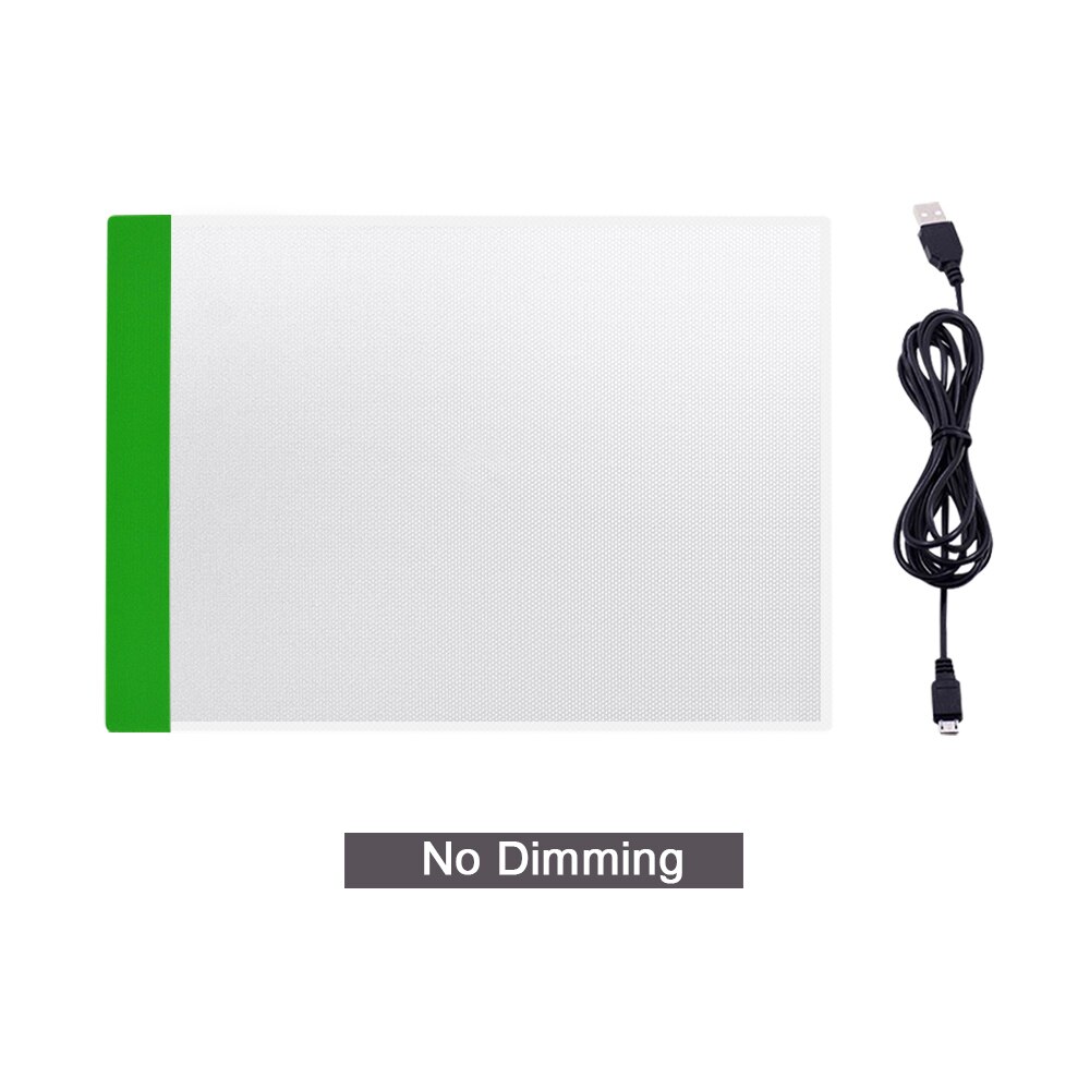 CHIPAL Digital A4 Drawing Tablet Graphics Tablets USB Dimming LED Light Box Electronics Art Diamond Painting Writing Copy Board: Green No Dimming
