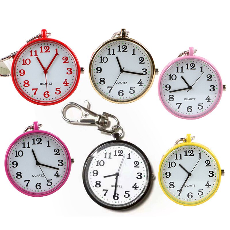 Quartz Zakhorloge Sleutelhanger Klokken Ronde Wijzerplaat Draagbare Eenvoudige Hanger Voor Vrouwen Mannen