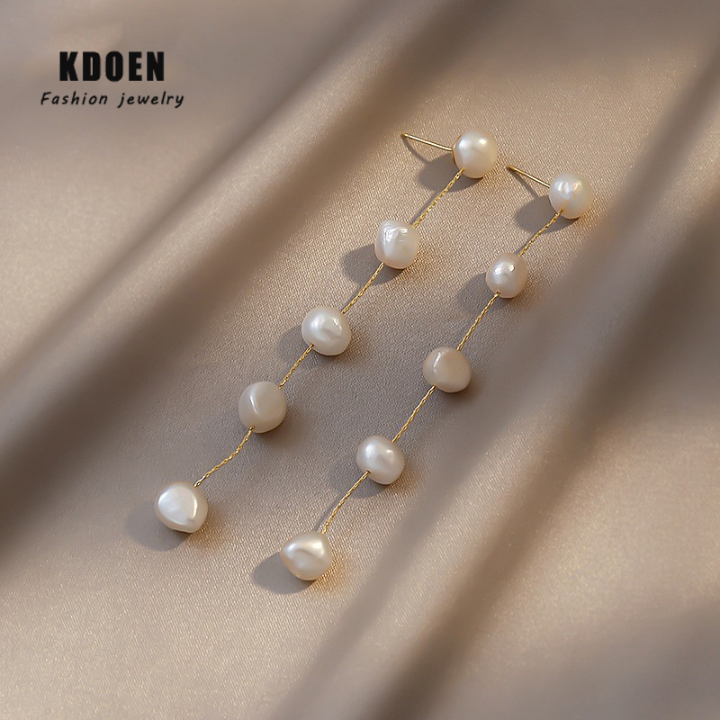 Barocke Natürliche Perle Anhänger Baumeln Ohrringe Koreanische Schmuck Elegante Einfache Zubehör Für Frauen exquisit Party: Default Title