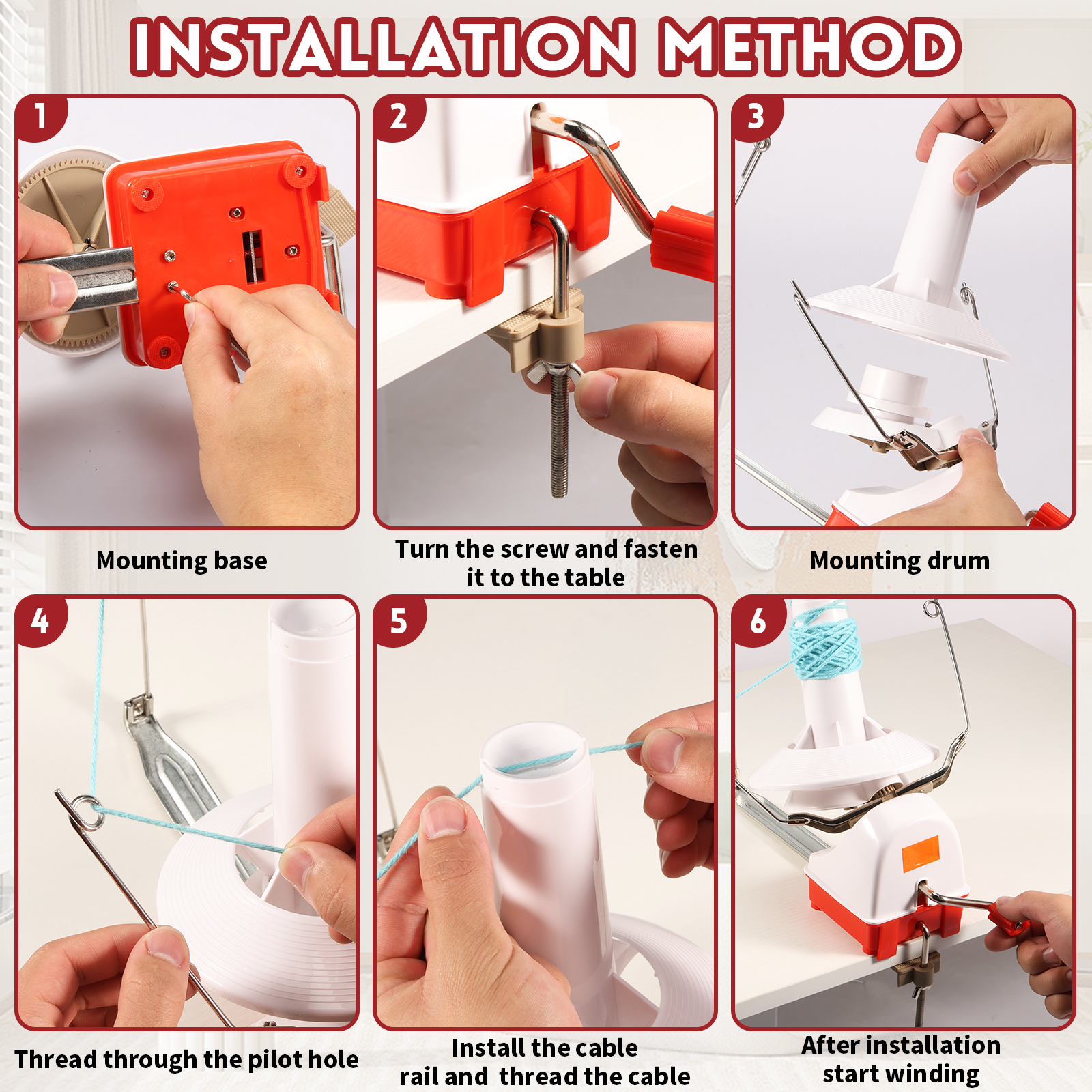 Hand Operated Yarn Winder Fiber Wool Manual Handheld Winder Machine String Ball Portable for DIY Sewing Making Accessories