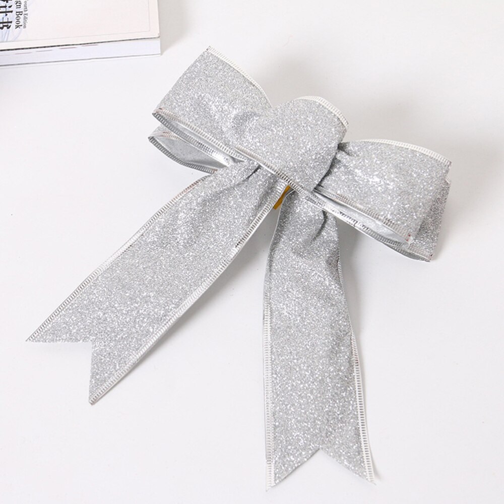 5 st/förpackning glittrande tyg julband rosett knut band ornament för julgran presenter dekoration (röd): Silver-