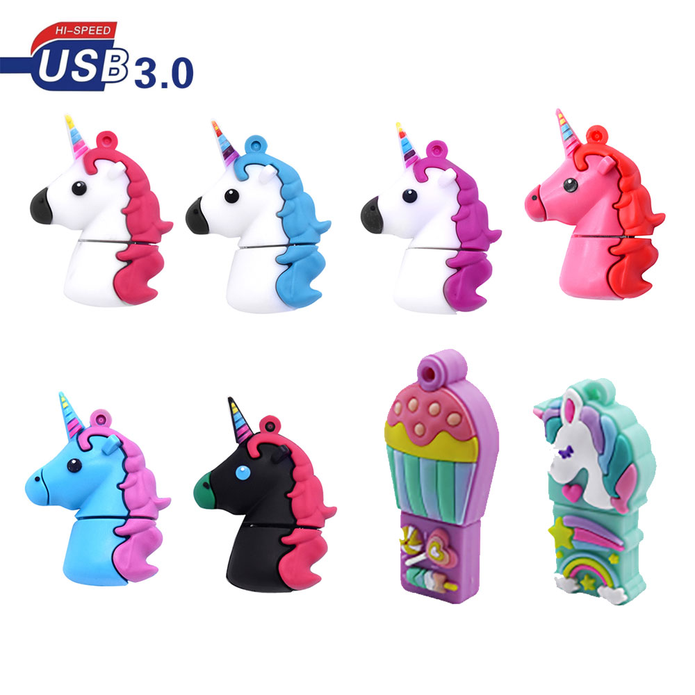 USB Flash Drive 32GB 16GB Usb 3.0 Lovely Cartoon Unicorn 64GB Pen Drive 8GB 4GB Cute Mini Colorful Horse Pendrive Memory Stick