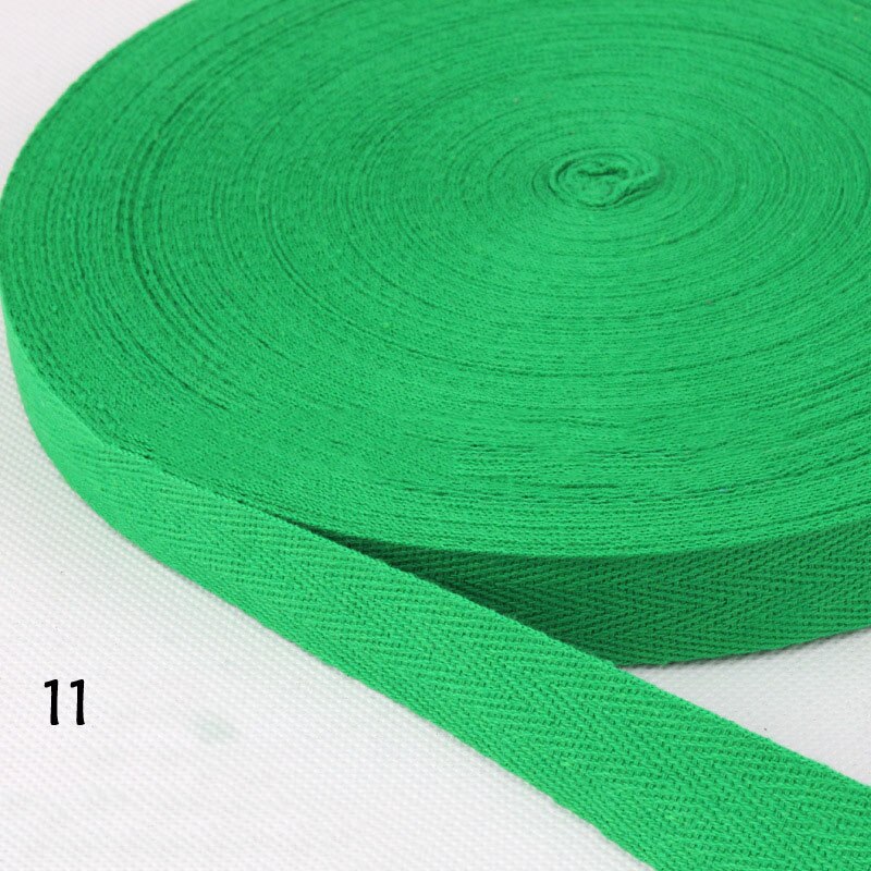 45Meters 10mm Cotton Herringbone Webbing Bias Binding Tape Bag Lable Ribbons for Wrapping Clothes Sewing Accessories DIY Craft: 11 green
