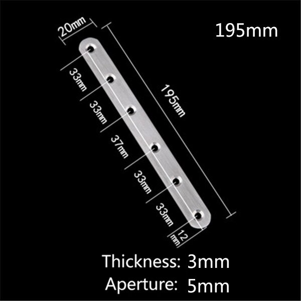 10pcs 180 degree angle steel straight connector stainless steel sheet metal parts fixed code font angle bracket: 195mm