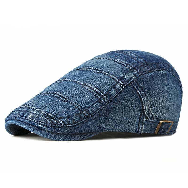Gorros de algodón con visera plana para hombre y mujer, Boina de pintor, temporada Primavera Verano, 31: Blue