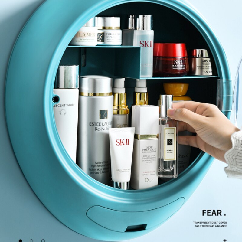 Bathroom Wall-mounted Jewelry Makeup Organizer Large Capacity Jewelry Cosmetic Storage Box Women Skin Care Beauty Rack