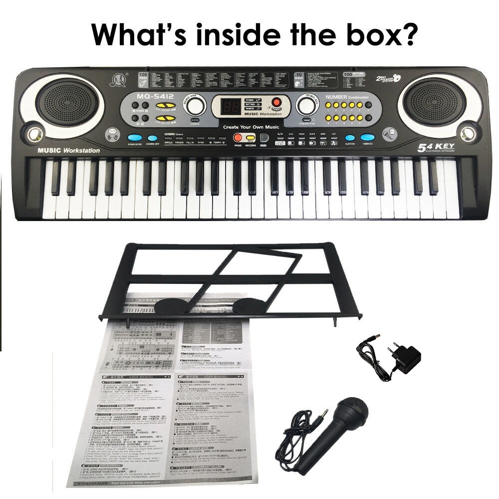 54 Keys Digital Electronic Keyboard & Microphone Electric Led Adult Size