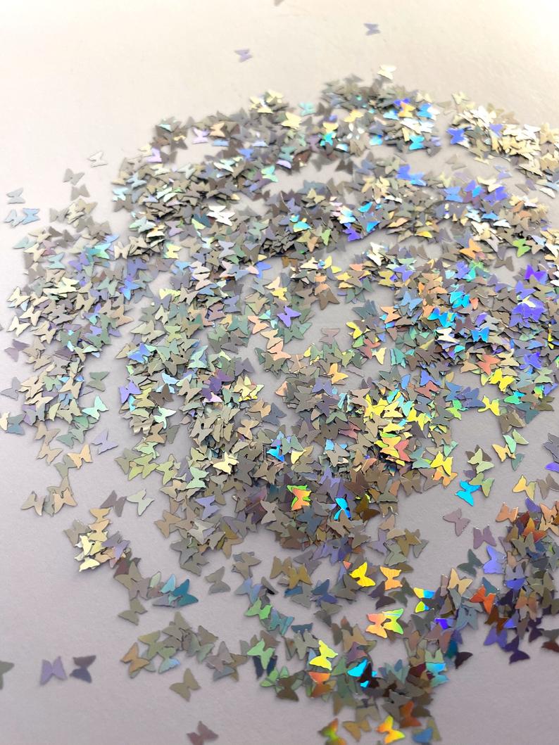 500 G/zak 3 Mm Holografische Zilveren Vlinder Vlinders Glitter Vlinder Confetti Vorm Glitter Zilver Glitter Vlinders