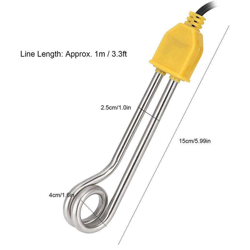 Top 1000W Mini Water Heater Immersion Electric Water Heated Boiler Kitchen Bathroom Swimming Pool Water Heater