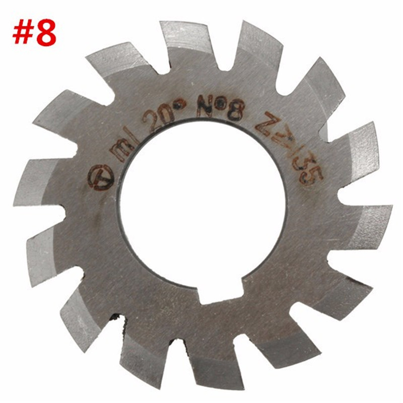 Juego de fresa de engranaje involuta, herramientas de corte de engranaje, M1, PA20, diámetro de 22mm, NO.1-NO.8, HSS, 1/8 piezas: 8