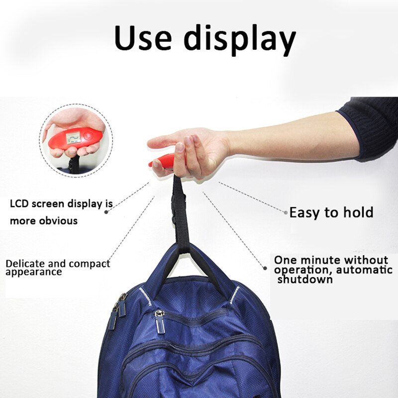 Digital Electronic Luggage Scale Portable Suitcase LCD Display Handled Travel Bags Fish Hook Weight Balance 100g/40kg