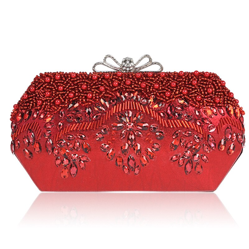 Luxus Frauen Abend Taschen Diamant Strass Perlen Perlen Hochzeit Kupplung frauen Geldbörse Handtaschen Dame Brieftaschen Kupplung Partei Tasche: Rot