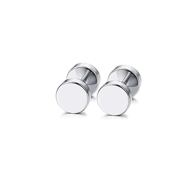 6 Paare Runde Ohrringe einstellen Edelstahl Zucht Ohrringe für Männer und Frauen Ohr Stecker Punk Stil Durchbohrte Schmuck 6MM: Stahl-6MM-1Paare