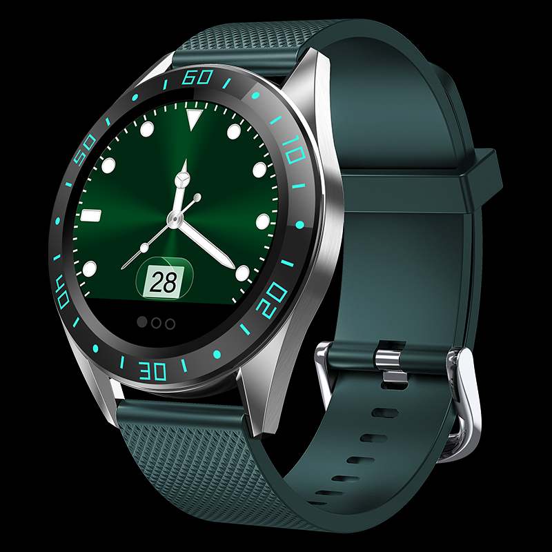 Bakeey GT105 Heart Rate Blood Pressure Monitor bluetooth Weather Push Music Control Black Silicone Smart Band Men Women: Green