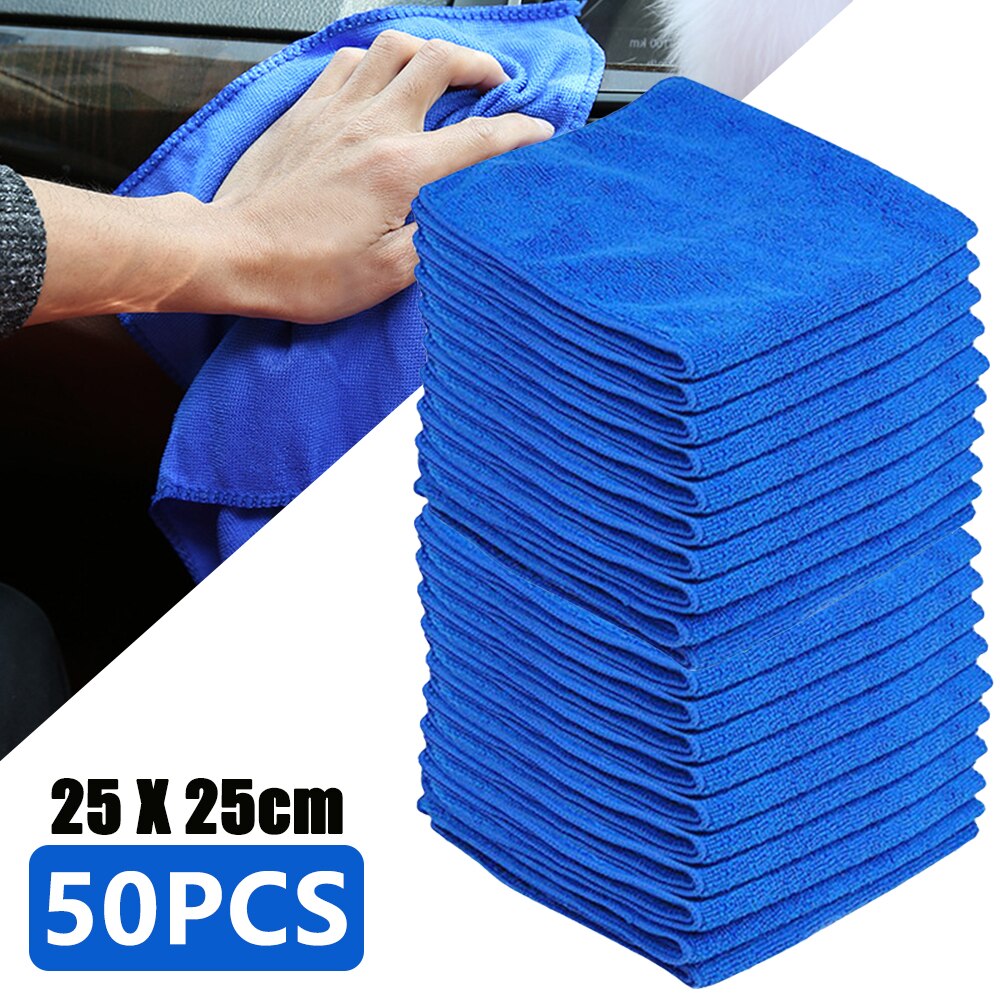 50pcs Microfibre Cleaning Auto Soft Cloth Washing Cloth Towel Duster 25*25cm Car Home Cleaning Micro fiber Towels