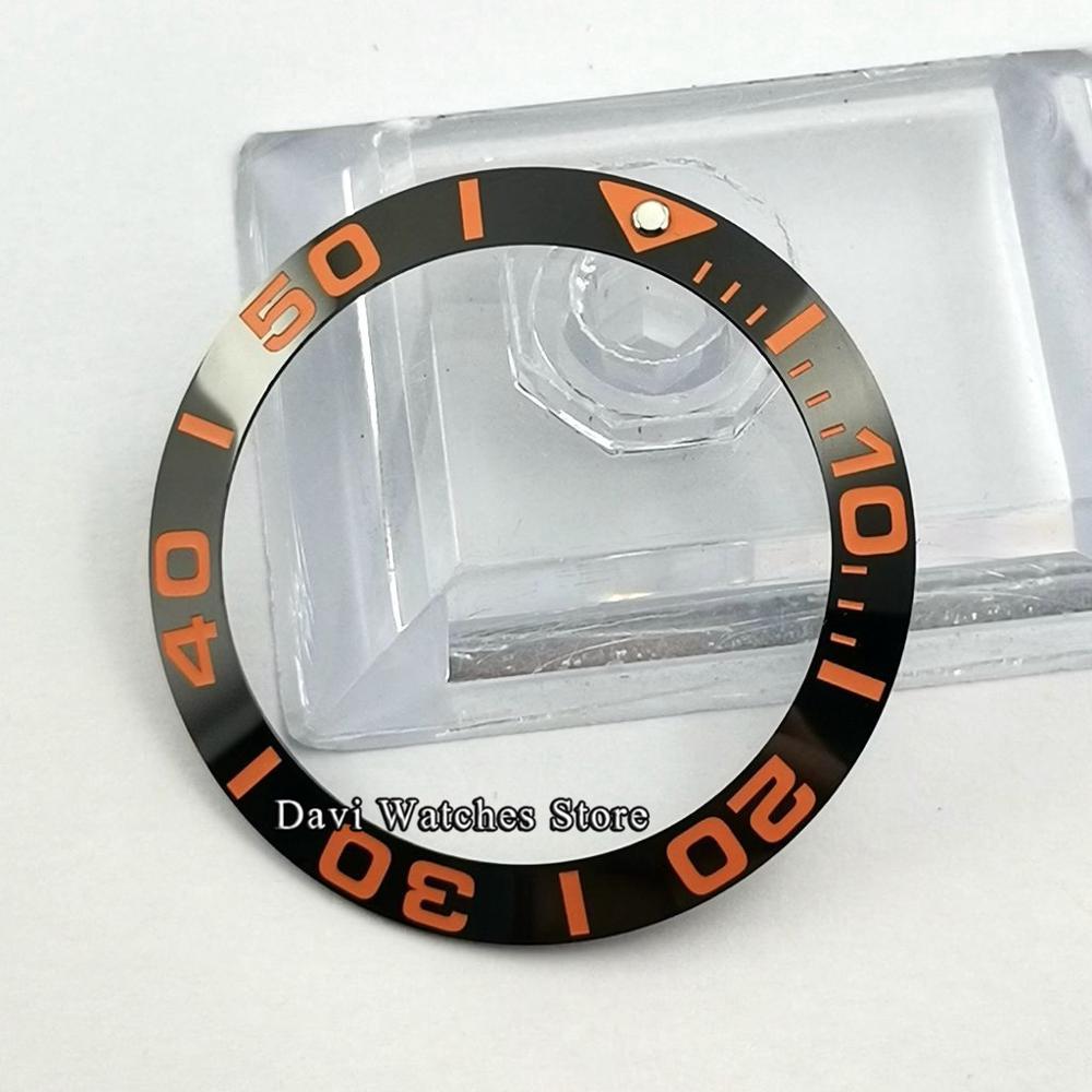 Lunette de montre parnis automatique pour hommes, , 40mm, en céramique noire, 43mm