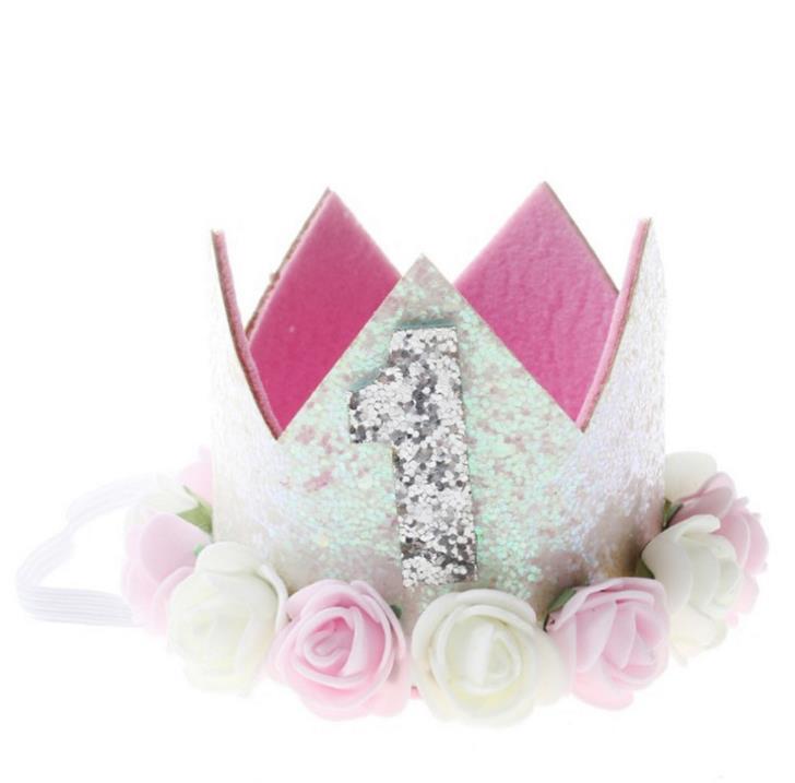 1 PC Feliz Festa de Aniversário Da Menina Do Bebê Chapéus Criança Flor Princesa Coroa Headband Do Chuveiro de Bebê de Um Ano 1st Aniversário Decor fonte do partido