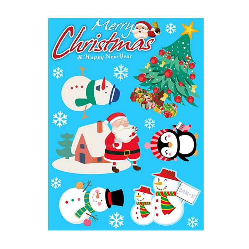 Glædelig jul væg vinduer glas dekoration klistermærker julemanden wall sticker til hjemmet jul år vindue glas dekoration