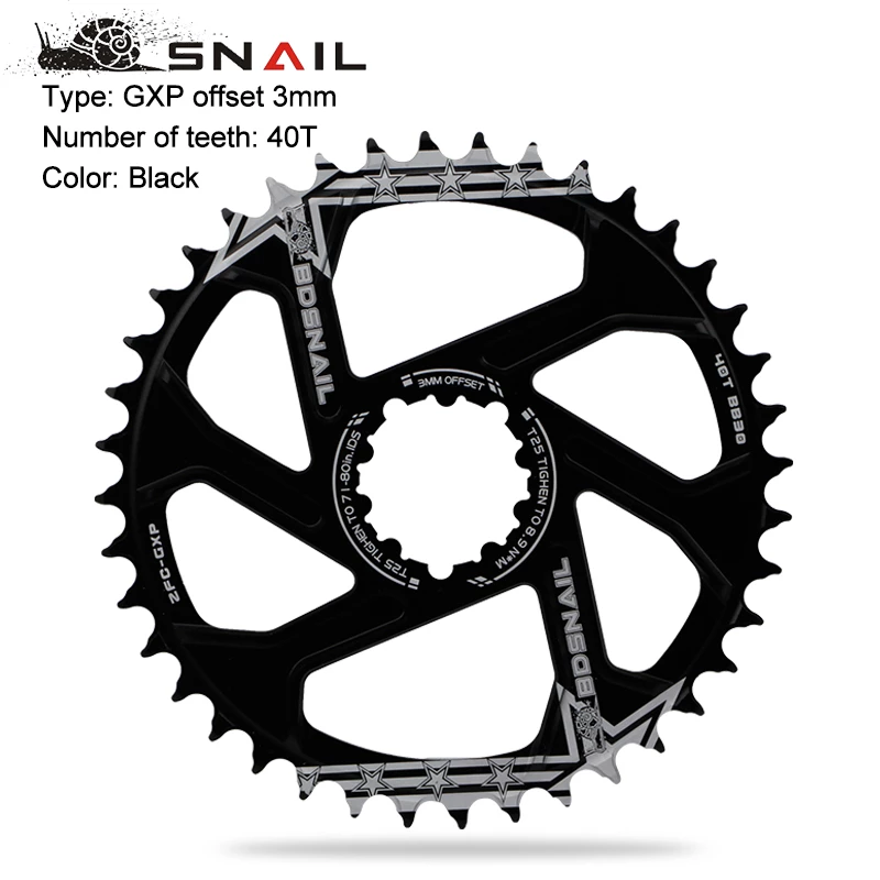 Gxp Bike Mtb Mountainbike 30T/32T/34T/36T/38T Crown fiets Kettingblad Voor Sram 11/12S Nx Xx Xo Gx GXP11 Enkele Schijf Lade Goedkope: Black 3mm offset 40T