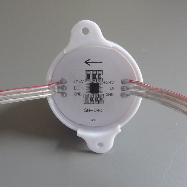 40mm diameter; DC24V; UCS1903 IC; IP68; adresseerbare; 1.44 W (6 LEDs); RGB full kleur; milky cover; IP68 nominale