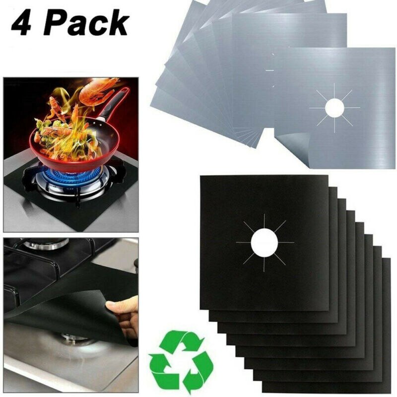 4pcs/set Gas Stove Protector Cooker cover liner Clean Mat Pad Kitchen Gas Stove Stovetop Protector Kitchen Accessories