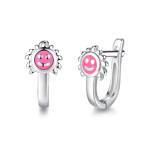 Belawang 925 sterling silver ring örhänge barn flicka barn örhängen emalj nyckelpiga kärlek hjärta glänsande smycken brincos kolczyki: Ye3188