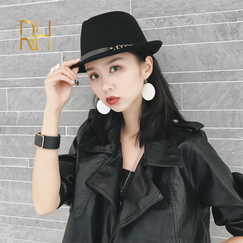 Filcowe czapki zimowe męskie fedora wełna jazzowy kapelusz jesień moda Fascinator klasyczny męskie filcowy kapelusz kobiety cylinder RH