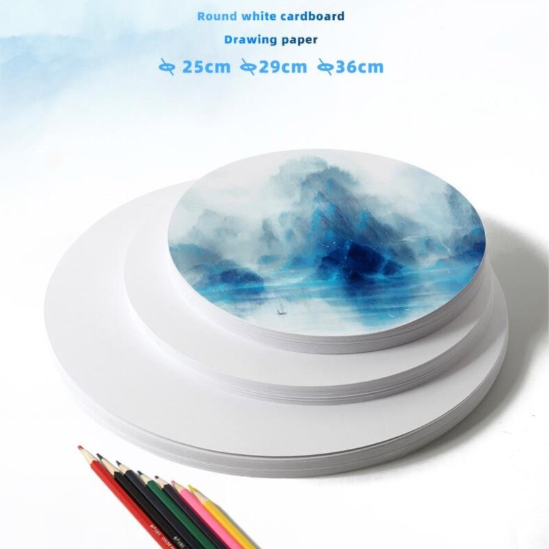 til maling av gjør-det-selv-kort 50 stk/parti sirkel runde kort 25 29cm 36 kraftpapir 250 gsm gjør-det-selv melding modell bryllupsfest: Hvit farge / diameter 25cm
