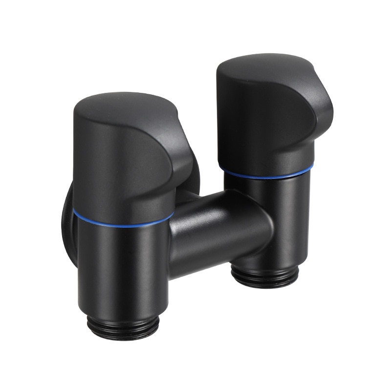 1pc Laundry Bibcock Brass Black/Black Gold Wall Mount Double Using Water Faucet Bathroom Accessories Outdoor Sink Garden Taps