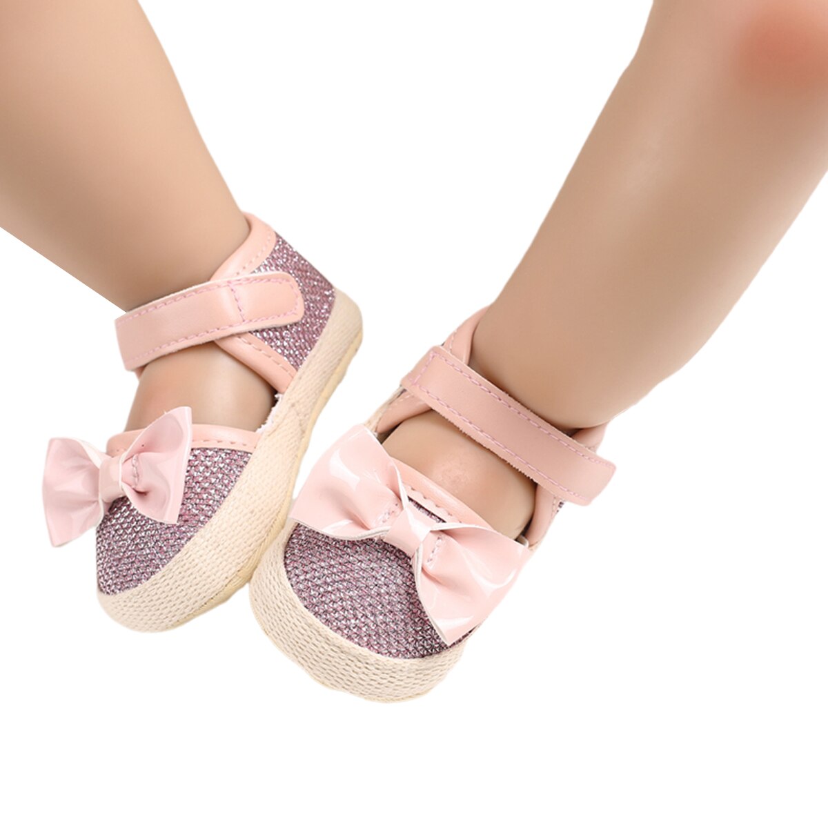 enfant en bas âge bébé fille berceau chaussures PU nœud semelle souple chaussures princesse bébé fille anti-dérapant bébé chaussures -né 0-18M
