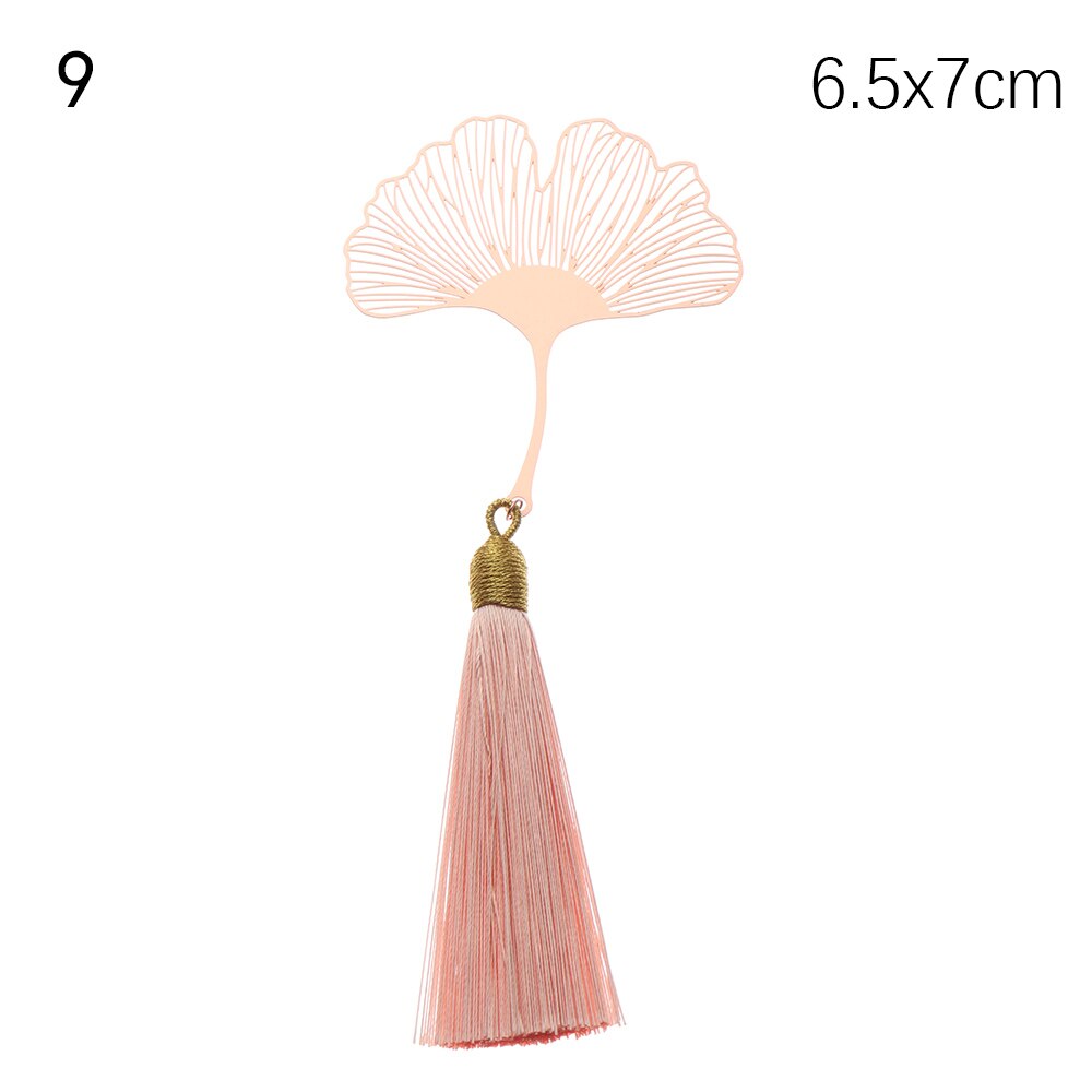 Metalowe zakładki kwiaty liść żyły Hollow Maple Apricot frędzlami z pomponem czytanie Mark klips do książek dla papiernicze artykuły szkolne: Type 9 no box