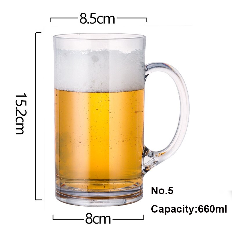 12 Large Capacity Beer Mug Glass Transparent Food Grade Plastic Anti Bar Glass 400-600ml Juice Cup Draught-beer Cup: 5