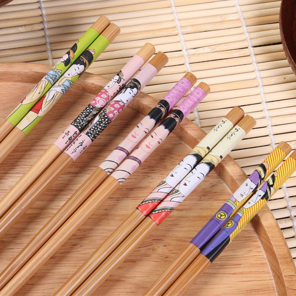 Juego de utensilios de mesa hechos a mano, 5 pares, paquete de herramientas para , palillos chinos japoneses, varias naturales, juego de bambú para cocina, hogar y Hotel
