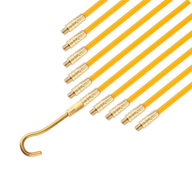 10Pcs/Set 4mm x 1M Cable Push Puller Running Cable Wire Kit Wall Electrical Cable Installing Rods Wiring Accessories