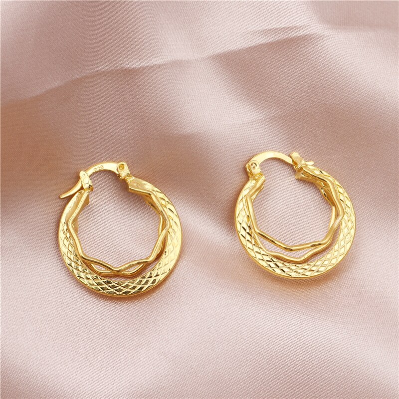 Gold Color Hoop Earring for Women Girl Simple Round Circle Small Ear Stud Earring Punk Hip-hop Earrings Jewelry