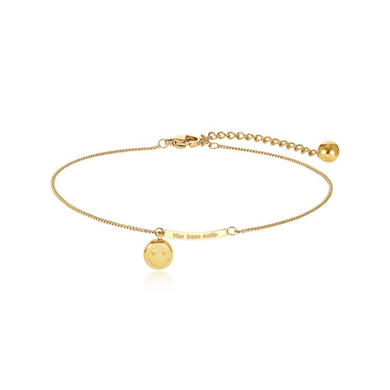 Meyrroyu Roestvrij Staal Gouden Kleur Glimlach Enkelband Trendy Joker Eenvoudige Arc Enkelbanden Voor Vrouwen Mode-sieraden Tornozeleira: Default Title