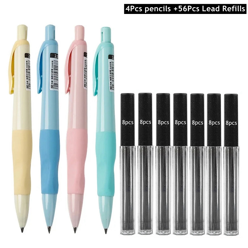 Ensemble de crayons mécaniques dauphin mignon de 2mm, crayon HB pour dessin de charpentier 2.0mm pour dessin, écriture, croquis, fournitures scolaires Kawaii
