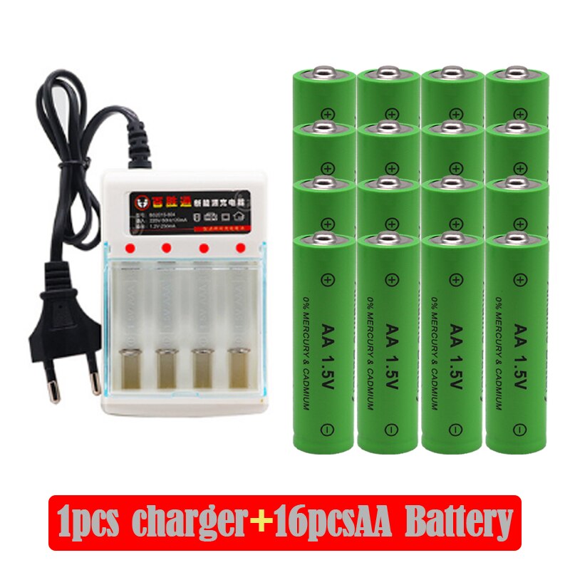 100% neue AA akku 4000mAh 1,5 v AA alkalisch Wiederaufladbare batery + AA ladegerät: Schwarz