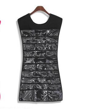 hanging 1Pc 30 pocket 24 hanging loop storage bag jewelry holder necklace Bracelet earring ring jewelry organizer bag: Black