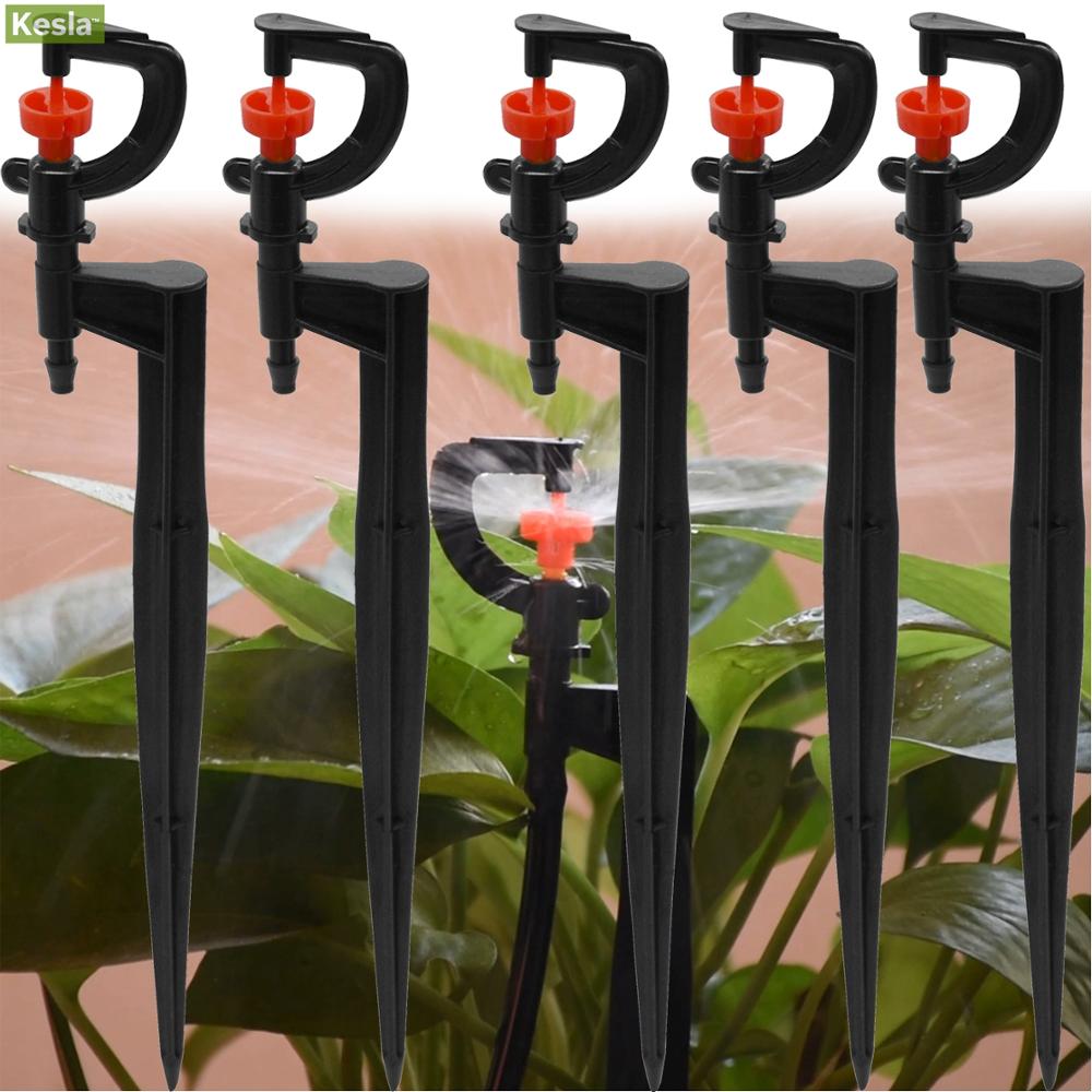 KESLA-rociador giratorio para jardín, 10 Uds., cabezal giratorio de 360 grados con estaca, boquillas de riego de manguera de 4/7mm