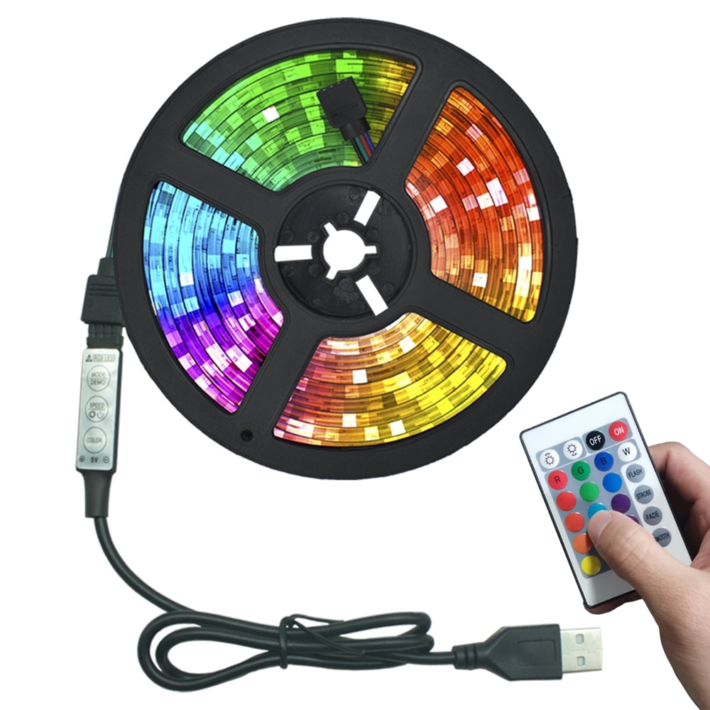 Strisce luminose a LED controllo a infrarossi USB RGB SMD2835 DC5V 1M 2M 3M 4M 5M lampada flessibile nastro diodo TV sfondo illuminazione luces LED