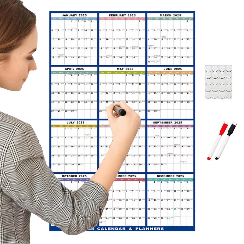 Calendario magnético para nevera, planificador mensual semanal, calendario 2025, calendario de borrado en seco, tablero adhesivo para nevera, menú