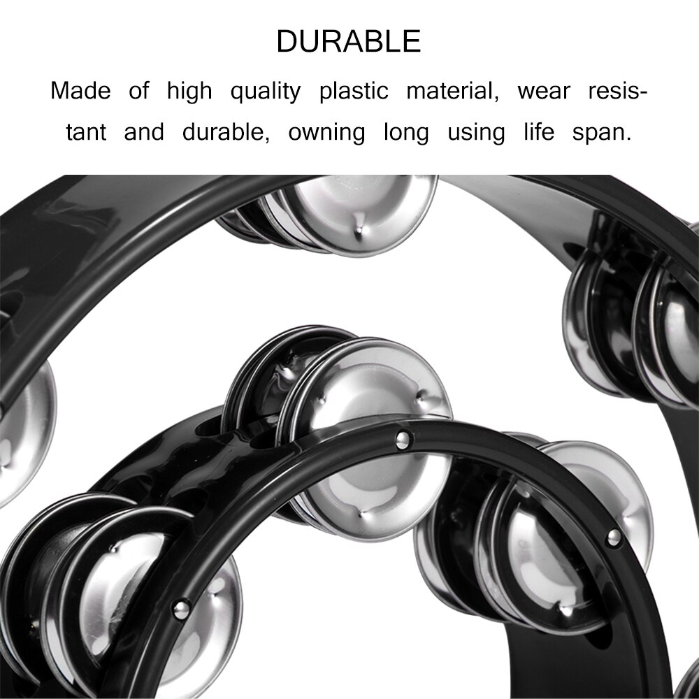 Pandereta de tambor de media luna, instrumentos musicales de percusión, campana de mano para , compacta, doble KTV, campanas, pandereta Orff