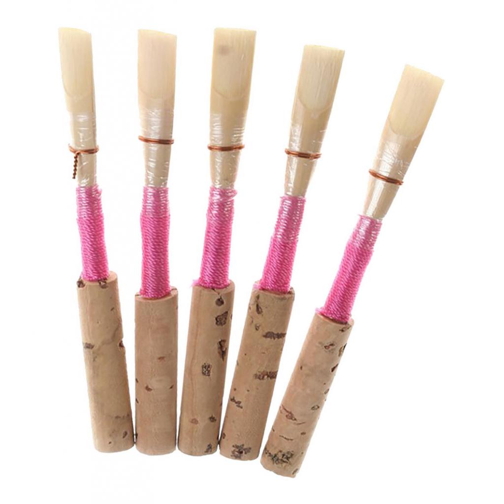 5 uds cañas para oboes junco Rosa fuerza media con caja de plástico Oboe para principiantes accesorios para Oboe