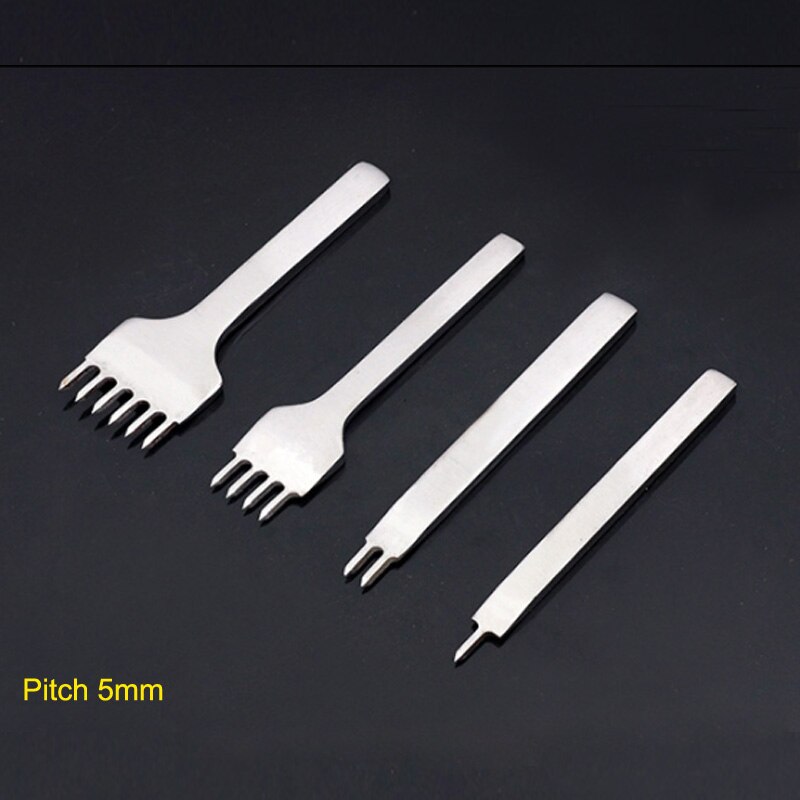 Leather Stitching Hole Punches Punch Tool Hand Sewing Prongs Leather Craft Tools Leather Belt Metal White Steel 4 Pcs: 5mm