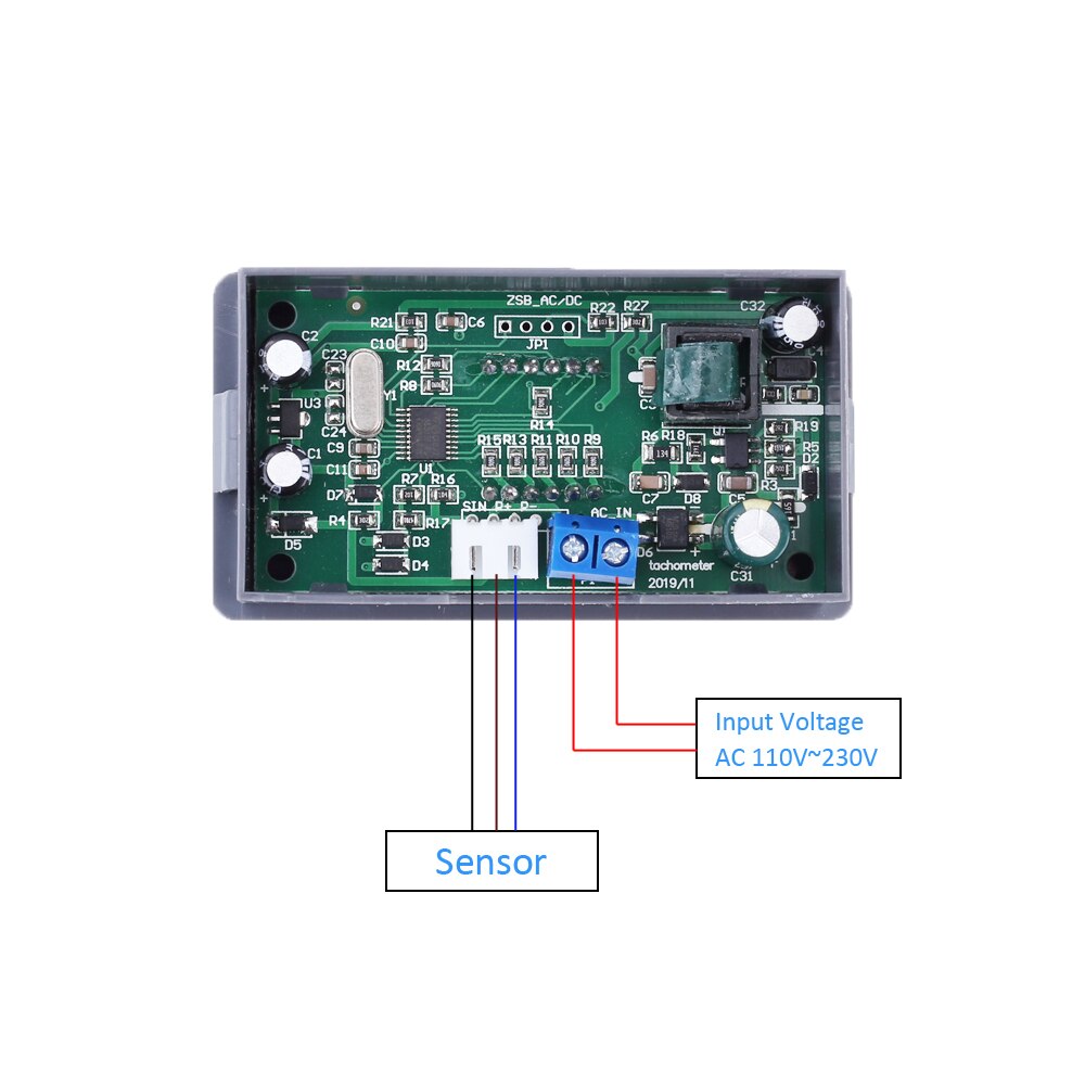Ac 110v 220v 4 bit digital led omdrejningstæller omdrejningstalmåler med hall nærhedsafbryder sensor