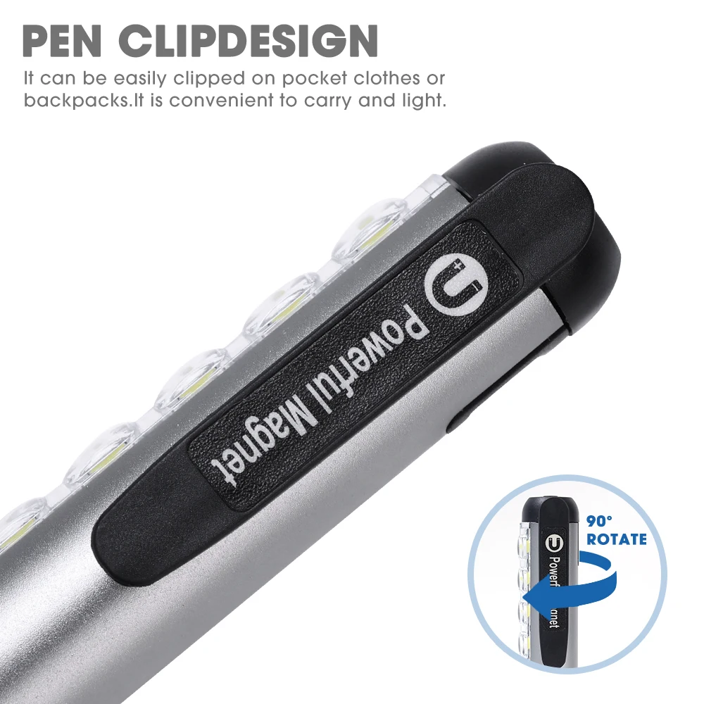 USB oplaadbare mini LED-zaklamp met clipmagneet Werklamp Lantaarn Draagbare noodtype-C-lamp Waterdichte zaklamp